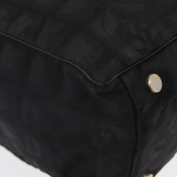 CHANEL New Travel Line Tote Bag Nylon Black gold CC Auth ka504