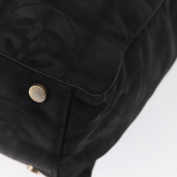 CHANEL New Travel Line Tote Bag Nylon Black gold CC Auth ka504