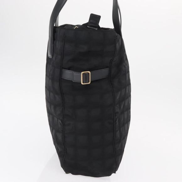 CHANEL New Travel Line Tote Bag Nylon Black gold CC Auth ka504