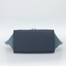 CELINE Trapeze Hand Bag Suede Leather 2way Blue Gold Auth ka5040-11