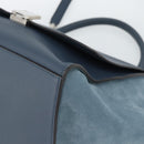 CELINE Trapeze Hand Bag Suede Leather 2way Blue Gold Auth ka5040-12