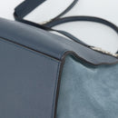 CELINE Trapeze Hand Bag Suede Leather 2way Blue Gold Auth ka5040-14