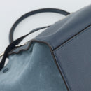 CELINE Trapeze Hand Bag Suede Leather 2way Blue Gold Auth ka5040-15