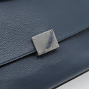 CELINE Trapeze Hand Bag Suede Leather 2way Blue Gold Auth ka5040-16