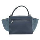 CELINE Trapeze Hand Bag Suede Leather 2way Blue Gold Auth ka5040-3
