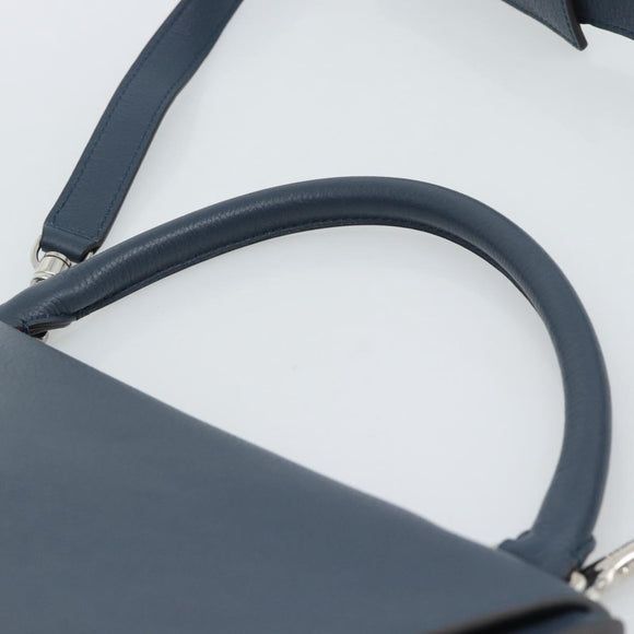 CELINE Trapeze Hand Bag Suede Leather 2way Blue Gold Auth ka5040