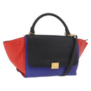 CELINE Trapeze Hand Bag Leather 2way Red Black Auth ka5041A-1