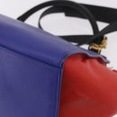 CELINE Trapeze Hand Bag Leather 2way Red Black Auth ka5041A-19