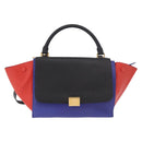CELINE Trapeze Hand Bag Leather 2way Red Black Auth ka5041A-13
