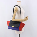 CELINE Trapeze Hand Bag Leather 2way Red Black Auth ka5041A-28