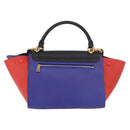 CELINE Trapeze Hand Bag Leather 2way Red Black Auth ka5041A-2