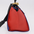 CELINE Trapeze Hand Bag Leather 2way Red Black Auth ka5041A-3
