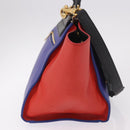 CELINE Trapeze Hand Bag Leather 2way Red Black Auth ka5041A-4