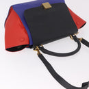 CELINE Trapeze Hand Bag Leather 2way Red Black Auth ka5041A-6