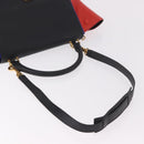 CELINE Trapeze Hand Bag Leather 2way Red Black Auth ka5041A-8