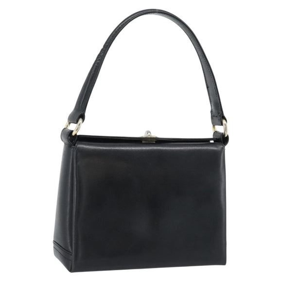 GUCCI Hand Bag Leather Black Gold Auth ka5042