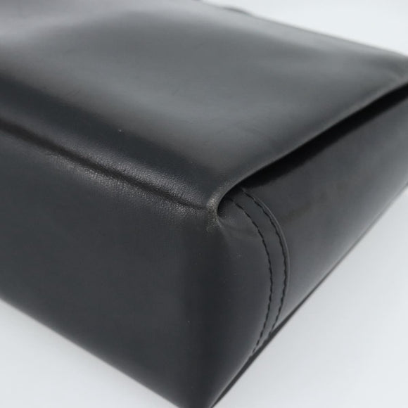 GUCCI Hand Bag Leather Black Gold Auth ka5042