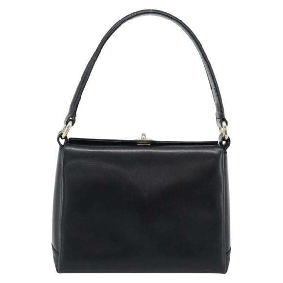 GUCCI Hand Bag Leather Black Gold Auth ka5042