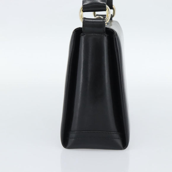 GUCCI Hand Bag Leather Black Gold Auth ka5042