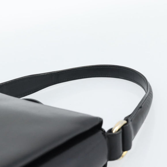 GUCCI Hand Bag Leather Black Gold Auth ka5042