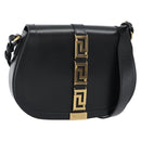 VERSACE Shoulder Bag Leather Black Gold Auth ka5043SAM-1