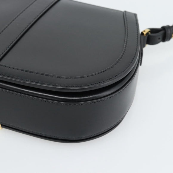 VERSACE Shoulder Bag Leather Black Gold Auth ka5043SAM