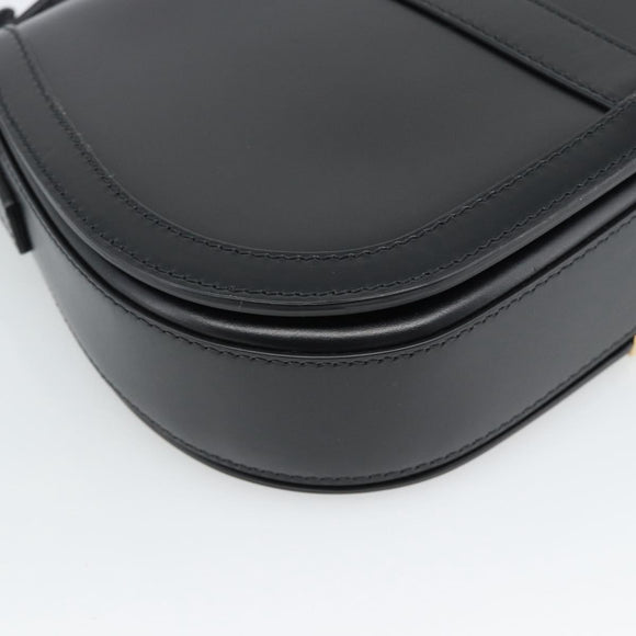 VERSACE Shoulder Bag Leather Black Gold Auth ka5043SAM