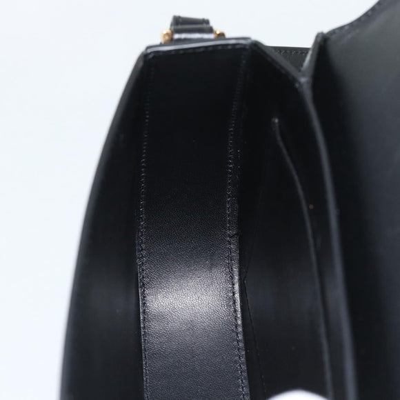 VERSACE Shoulder Bag Leather Black Gold Auth ka5043SAM