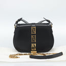 VERSACE Shoulder Bag Leather Black Gold Auth ka5043SAM-12