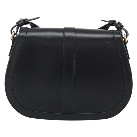 VERSACE Shoulder Bag Leather Black Gold Auth ka5043SAM