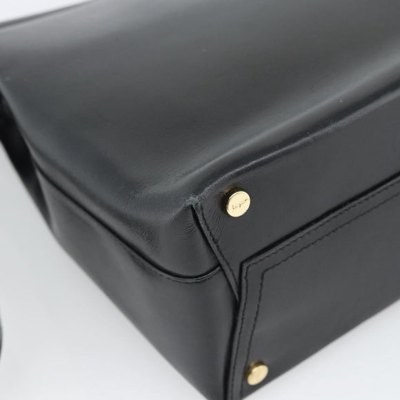 Salvatore Ferragamo Vala Shoulder Bag Leather Black Gold Auth ka5045