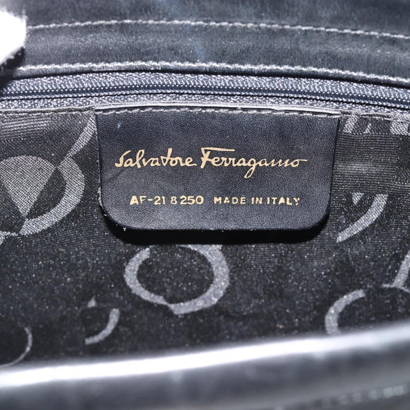 Salvatore Ferragamo Vala Shoulder Bag Leather Black Gold Auth ka5045