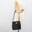 Salvatore Ferragamo Vala Shoulder Bag Leather Black Gold Auth ka5045-20