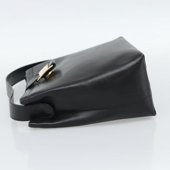 Salvatore Ferragamo Vala Shoulder Bag Leather Black Gold Auth ka5045