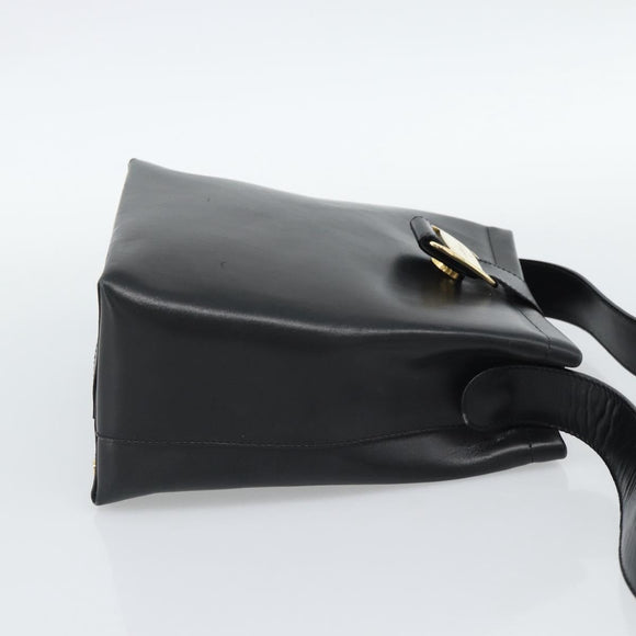 Salvatore Ferragamo Vala Shoulder Bag Leather Black Gold Auth ka5045