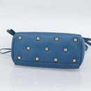 Salvatore Ferragamo Gancini Hand Bag Leather 2way Blue Gold Auth ka5047A-5