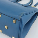 Salvatore Ferragamo Gancini Hand Bag Leather 2way Blue Gold Auth ka5047A-16