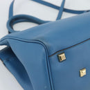 Salvatore Ferragamo Gancini Hand Bag Leather 2way Blue Gold Auth ka5047A-17