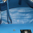 Salvatore Ferragamo Gancini Hand Bag Leather 2way Blue Gold Auth ka5047A-11