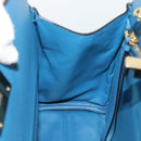 Salvatore Ferragamo Gancini Hand Bag Leather 2way Blue Gold Auth ka5047A-20