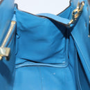 Salvatore Ferragamo Gancini Hand Bag Leather 2way Blue Gold Auth ka5047A-21