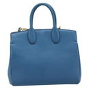 Salvatore Ferragamo Gancini Hand Bag Leather 2way Blue Gold Auth ka5047A-2