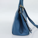 Salvatore Ferragamo Gancini Hand Bag Leather 2way Blue Gold Auth ka5047A-3