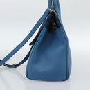 Salvatore Ferragamo Gancini Hand Bag Leather 2way Blue Gold Auth ka5047A-4