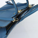 Salvatore Ferragamo Gancini Hand Bag Leather 2way Blue Gold Auth ka5047A-6