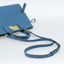 Salvatore Ferragamo Gancini Hand Bag Leather 2way Blue Gold Auth ka5047A-9