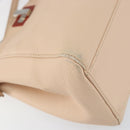 FENDI Mini Peek A Boo Hand Bag Leather 2way Beige Silver Auth ka505-15