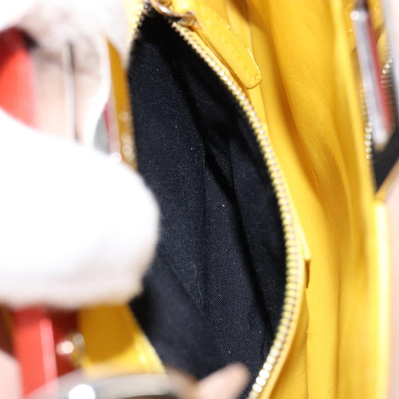 FENDI Mini Peek A Boo Hand Bag Leather 2way Beige Silver Auth ka505