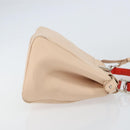 FENDI Mini Peek A Boo Hand Bag Leather 2way Beige Silver Auth ka505-4