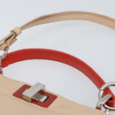 FENDI Mini Peek A Boo Hand Bag Leather 2way Beige Silver Auth ka505-8